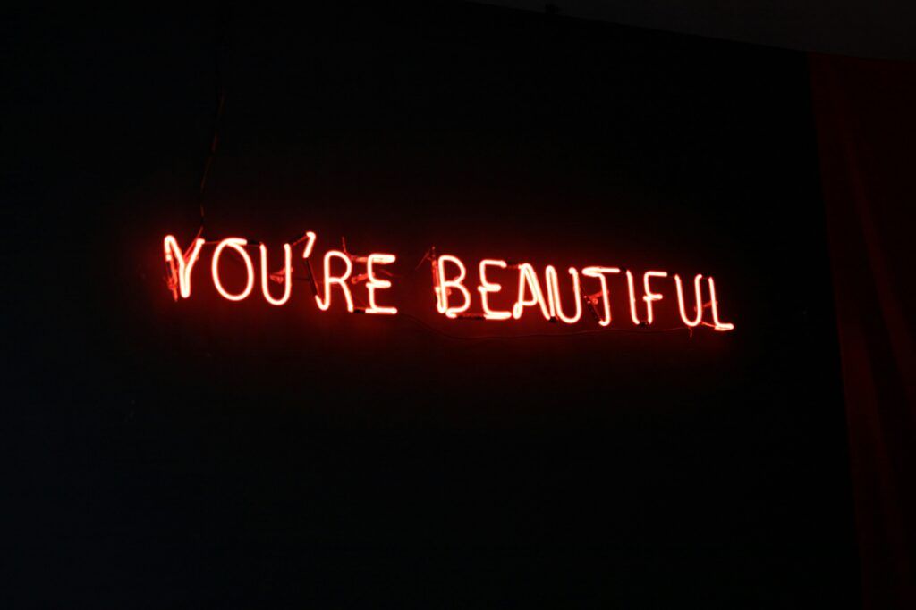 You’re beautiful neon sign in red