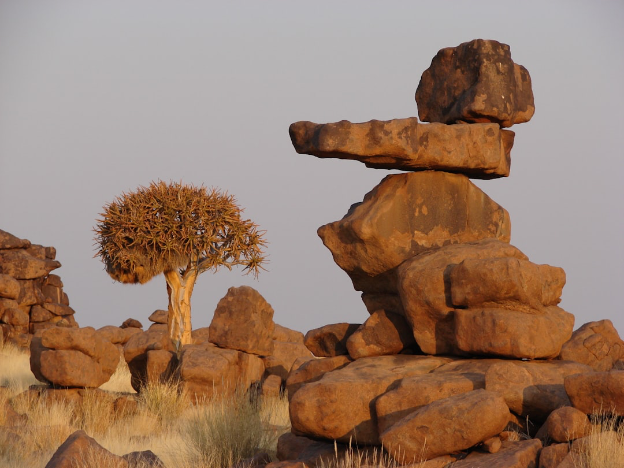 Variety of boulders stacked and balanced 