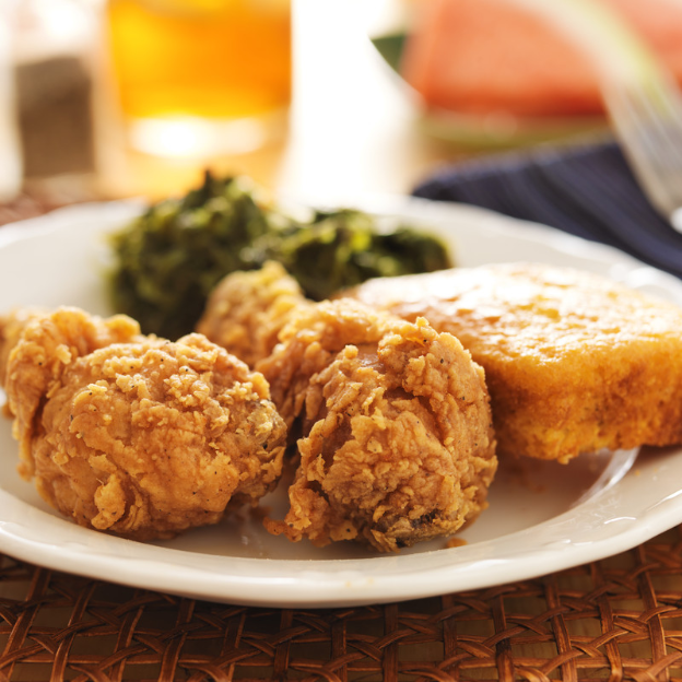 Fried chicken and corn bread