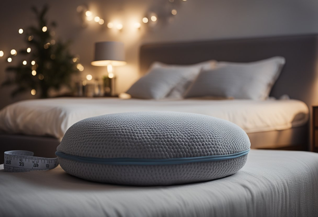 Round pillow on bed